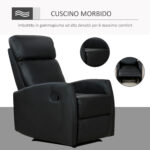 Poltrona Relax Reclinabile, Regolabile ed Ergonomica, in Pelle PU con Imbottitura, per Casa e Ufficio, 65x92x1 cm, Nera - immagine 7