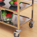 Carrello da Cucina 3 Ripiani Aperti 4 Ruote Omnidirezionali con 2 Freni Cuscinetti Anti-Collisione in Acciaio Inossidabile 430 Argento 90,5x50,5x88,2cm - immagine 8