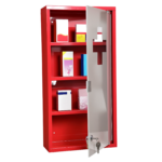 Cassetta Porta Medicine Armadietto Medicinali 4 Livelli Porta in Vetro 60×30×12cm Rosso