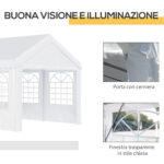 Tendone per Feste 6x4m con Pareti Rimovibili, Porte e 6 Finestre, Bianco - immagine 4