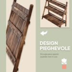 Portapiante Pieghevole Portavasi in Legno di Abete con 3 Livelli Scaffale da Esterno per Piante Portafiori 1x37x93cm - immagine 6