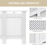 Copritermosifone Moderno a Griglia in MDF per Casa e Ufficio, 111,5x82x19 cm, Bianco - immagine 7