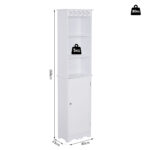 Mobiletto del Bagno a Torre 3 Ripiani Regolabili su 3 Livelli e 1 Ampio Armadietto Inferiore Manopole sull'Anta MDF Bianco 40x23x160cm - immagine 3