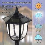 Lampione da Esterni con 6 Luci LED Accensione Automatica Impermeabile - immagine 5