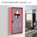 Cassetta Porta Medicine Armadietto Medicinali 4 Livelli Porta in Vetro 60×30×12cm Rosso - immagine 7
