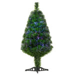 90cm albero di natale artificiale con luci e fibre ottiche, 90 Folti Rami in PVC, Decorazione di Natale con 4 Colori, Verde | Aosom Italy
