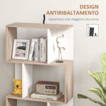 Libreria di Design Scaffale Ufficio Legno Moderna 3 Ripiani 60 × 24 × 111,4cm - immagine 5