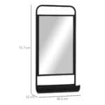 Specchio da Parete con Mensola Inferiore e Struttura in Metallo, 36,2x12x71,7cm, Nero - immagine 3