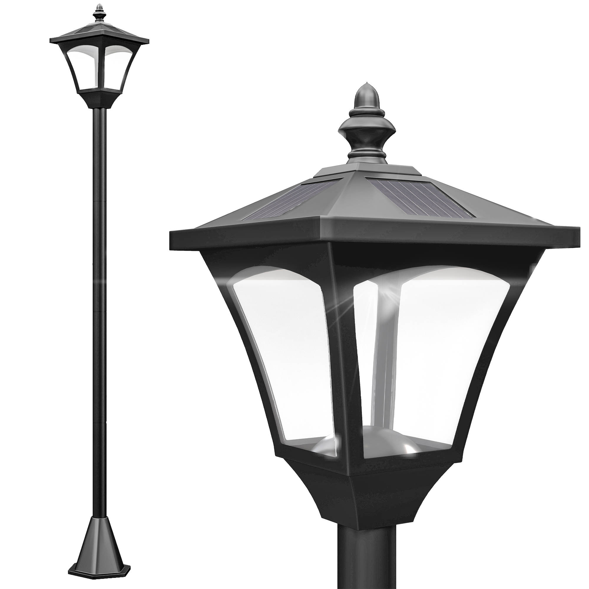 taTab11981d6a87f9.jpg Lampada da Giardino a LED a Energia Solare Impermeabile IP44, 15x15x177 cm, Nero - immagine 1