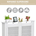Copritermosifone Moderno a Griglia in MDF per Casa e Ufficio, 111,5x82x19 cm, Bianco - immagine 5