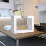 Caminetto a Bioetanolo da Tavolo 20W in Acciaio Inossidabile Inodore con Vetro 78 x 25 x 58 cm Bianco - immagine 2