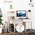 Scrivania PC di Design Moderno con Scaffale 133 x 55 x 123cm - immagine 6