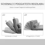 Divano Moderno 2 in 1, Schienale Reclinabile su 7 Livelli e Cuscini, Divano per Soggiorno per TV, Giochi, Lettura, Yoga, Ufficio, 130x73x60 cm, Grigio Chiaro - immagine 9