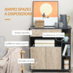 Carrello da Cucina Multiuso con Cassetto, Armadietto e Scaffale, 80x39x86,5cm, Legno e Nero - immagine 4