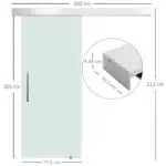 Porta Scorrevole Interna in Vetro Smerigliato con Binario B1 e Maniglia per Bagno Cucina Studio Vetro 205x 77,5x 0,8cm - immagine 8