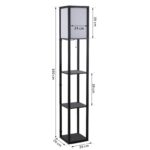 Lampada a Terra 40W con 3 Mensole Integrate e Interruttore a Pedale, Lampada Moderna in MDF e PS, 26x26x160 cm, Nero e Bianco - immagine 3