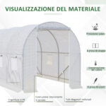 Serra da Giardino a Tunnel Per Piante in PE con Tubi in Ferro, Bianco, 350x2x2cm - immagine 5