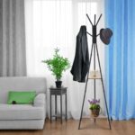 Appendiabiti da Terra con 2 Ripiani e 6 Ganci, Attaccapanni ad Albero in Stile Industriale, 46x52x182 cm, Nero e Marrone - immagine 2