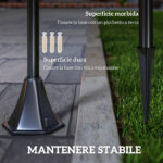 Lampada da Giardino a LED a Energia Solare Impermeabile IP44, 15x15x177 cm, Nero - immagine 8