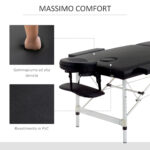 Lettino Massaggio Pieghevole Professionale, Lettino per Massaggio con Altezza Regolabile e Borsa di Trasporto per Estetista e Terapista, Nero - immagine 6
