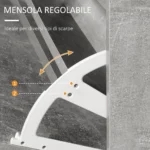 Mobile da Ingresso Appendiabiti con Scarpiera e Specchio Grigio Cemento - immagine 10