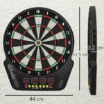 Bersaglio Freccette con 6 Freccette, Alimentatore, 4 Display LED e 27 Giochi, in ABS e PP, 44x51,5x3,2 cm, Nero - immagine 3