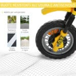 Moto Elettrica per Bambini 3 anni e Più, Moto Cross Elettrica con Rotelle, Batteria 6V Velocità 2,5km/h, 102 x 53 x 66cm, Giallo - immagine 7