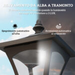Lampada da Giardino a LED a Energia Solare Impermeabile IP44, 15x15x177 cm, Nero - immagine 5