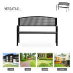 Panchina da Esterno Panca da Giardino Max 240kg Metallo 127 × 60 × 85cm Nero - immagine 7
