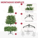 Albero di Natale Artificiale e Ignifugo per Interni con 2056 Rami e Base in Metallo, Ø124x228 cm, Verde - immagine 6