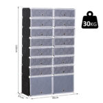 Scarpiera Salvaspazio Modulare da Ingresso in Plastica, 95x37x160cm, Bianco e Nero - immagine 3