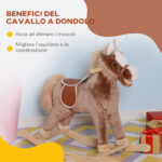 Cavallo a Dondolo in Legno Giocattolo Cavalcabile Bambini Peluche 74 × 33 × 62cm - immagine 6
