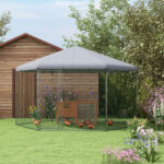 Recinto per Galline con Tetto e Porta Bloccabile in Acciaio per 10-15 Animali, 4x3,5x2,6m - immagine 7