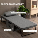 Pouf Letto Pieghevole Multiuso 4 in 1 con Schienale Reclinabile a 5 Livelli, Grigio - immagine 7