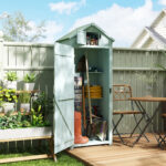 Casetta da Giardino Porta Attrezzi in Legno con 3 Ripiani, 77x54,2x179cm, Blu - immagine 2