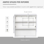 Armadietto Specchiera Bagno, Specchio Bagno Contenitore con Fissaggio a Muro, 54x15x55cm, Bianco - immagine 4