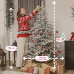 Albero di Natale Innevato Alto 180 cm con Rami Realistici e Base in Metallo Pieghevole - immagine 3