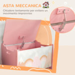 Baule Portagiochi per Bambini con Coperchio e Cerniera di Sicurezza in MDF, 60x37x39cm, Rosa - immagine 5