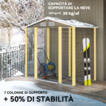 Casetta da Giardino in Metallo con Porte Scorrevoli e Lucchetto con Chiavi, 2,1x1,2x1,9m, Grigio Scuro - immagine 5