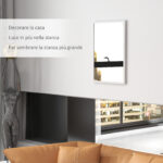 Specchio da Parete Rettangolare con Ganci, in Vetro e MDF, 50x70 cm, Bianco - immagine 4