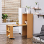 Tavolo Pieghevole da Pranzo max 3 Persone, in Truciolato e Acciaio, 75x144x144,5 cm, color Legno - immagine 2