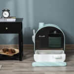 Lettiera per Gatti Chiusa con Filtri, Paletta e Vassoio, Struttura in PP, 43x44x47cm, Verde - immagine 9