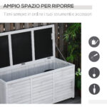 Panca Contenitore in Legno di Abete, Cassapanca da Esterno con Piedini Antiscivolo 127x56x60cm, Bianco - immagine 4