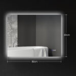 Specchio da Bagno Anticondensa con Luminosità e Colore Regolabili, in Vetro e Lega di Alluminio, 80x60x4 cm - immagine 3