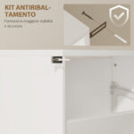 Scarpiera a Specchio a 4 Ante Antiribaltamento in Legno, 63x17x146 cm, Bianco - immagine 6