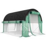 Serra a Tunnel 3x2 m con Rete Ombreggiante Extra, Finestre e Ingresso a Zip, in PE e Acciaio, Verde