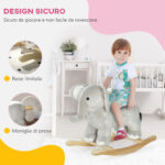 Cavallo a Dondolo per Bambini 2-4 Anni a Forma di Elefante con Suoni e Rivestimento Morbido, Grigio - immagine 5