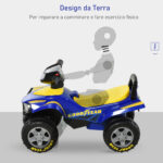 Quad Giocattolo per Bambini 18-36 Mesi con Licenza GOODYEAR con Luci e Suoni Realistici, Blu e Giallo, 60x31x42cm - immagine 5
