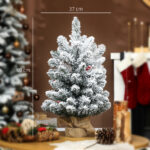 Albero di Natale Piccolo Alto 60 cm con 72 Rami Innevati, Pigne e Bacche Rosse, Verde - immagine 3