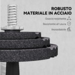 Pesi per Palestra 2 in 1 da 42 kg con 14 Dischi, Bilanciere e Manubri, in Acciaio, 180x24x24 cm, Nero - immagine 6